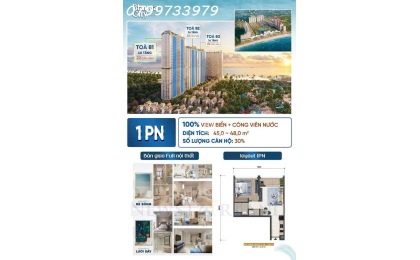 Bán căn hộ cao cấp biển Vũng Tàu giá 2,8 tỷ chủ đầu tư Sun group 0799733979